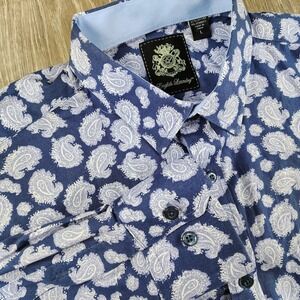 English Laundry Shirt Button Up L Bandana Paisley AOP Pattern Embroidered Logo